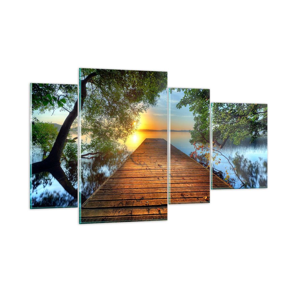 Bilder auf glas - Brücke See - 120x70cm - Glasbilder - Wandbilder - Bilder - Kunstdruck - zum Aufhängen bereit - Wanddekoration aus Glas - Glas B...