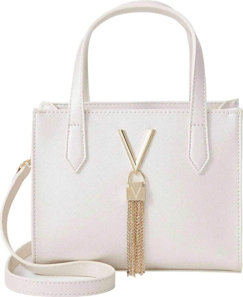 Sac à main Valentino argenté et brillant doté d'une bandoulière chaîne