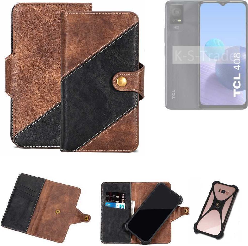 K-S-Trade Handyhülle Schutzhülle Bookstyle Case kompatibel mit TCL 408 Klapphülle Cover Hülle Schutztasche 1x