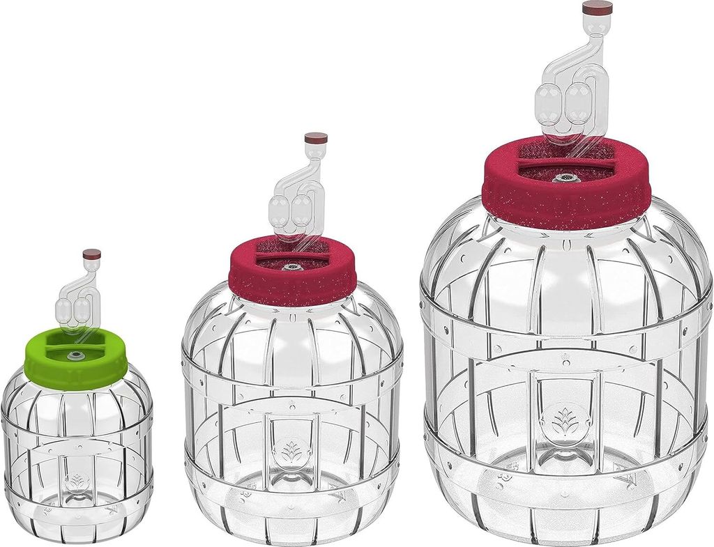 3L+ 5L+ 8L Gärbehälter aus Kunstoff Gärbehälter mit Gäraufsatz, für Wein, Bier, Maische Weck, Weinballon Gärballon Flasche Milchsäuregärung