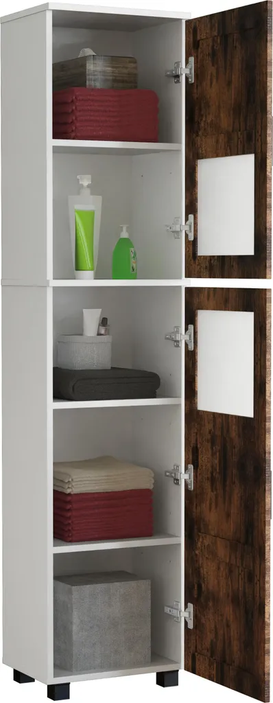 Colonna Bagno Nilari Moderna 190cm - Mobile Alto Salvaspazio Effetto Legno