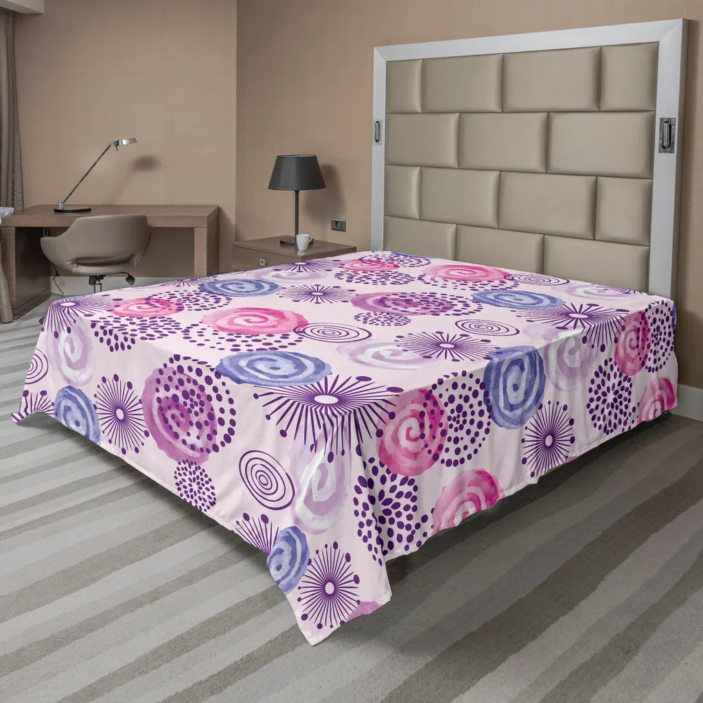 Lenzuolo Piano ABAKUHAUS Arte Floreale Viola - Comfort 275x260 cm