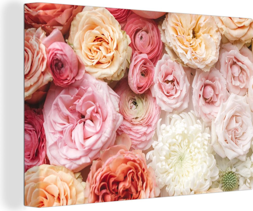 OneMillionCanvasses - Leinwandbilder - 140x90 cm, Blumen - Rosen - Rosa, Wandbilder Kunstdruck Wanddekoration - Foto auf Leinwand - Gemälde auf ...