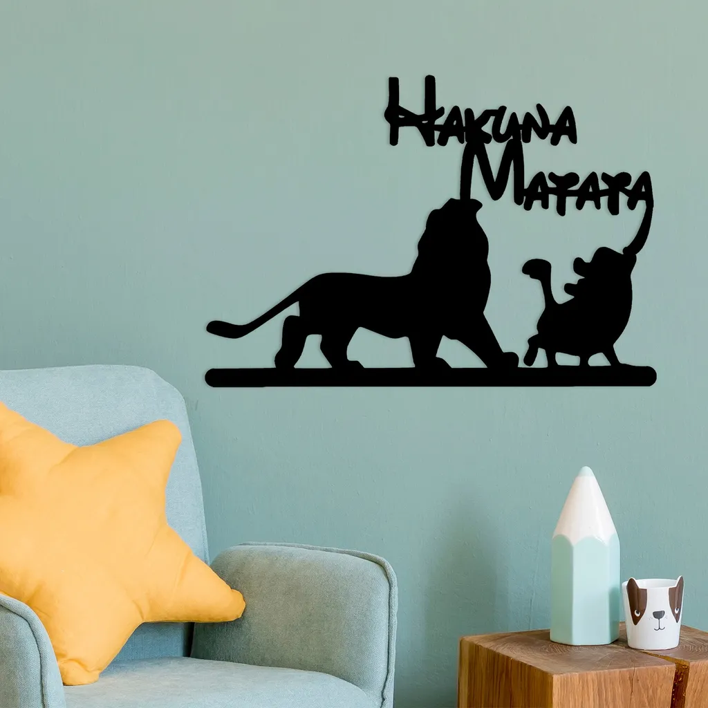 Wallity Hakuna Matata Decorazione Cameretta Metallo Nero Leone