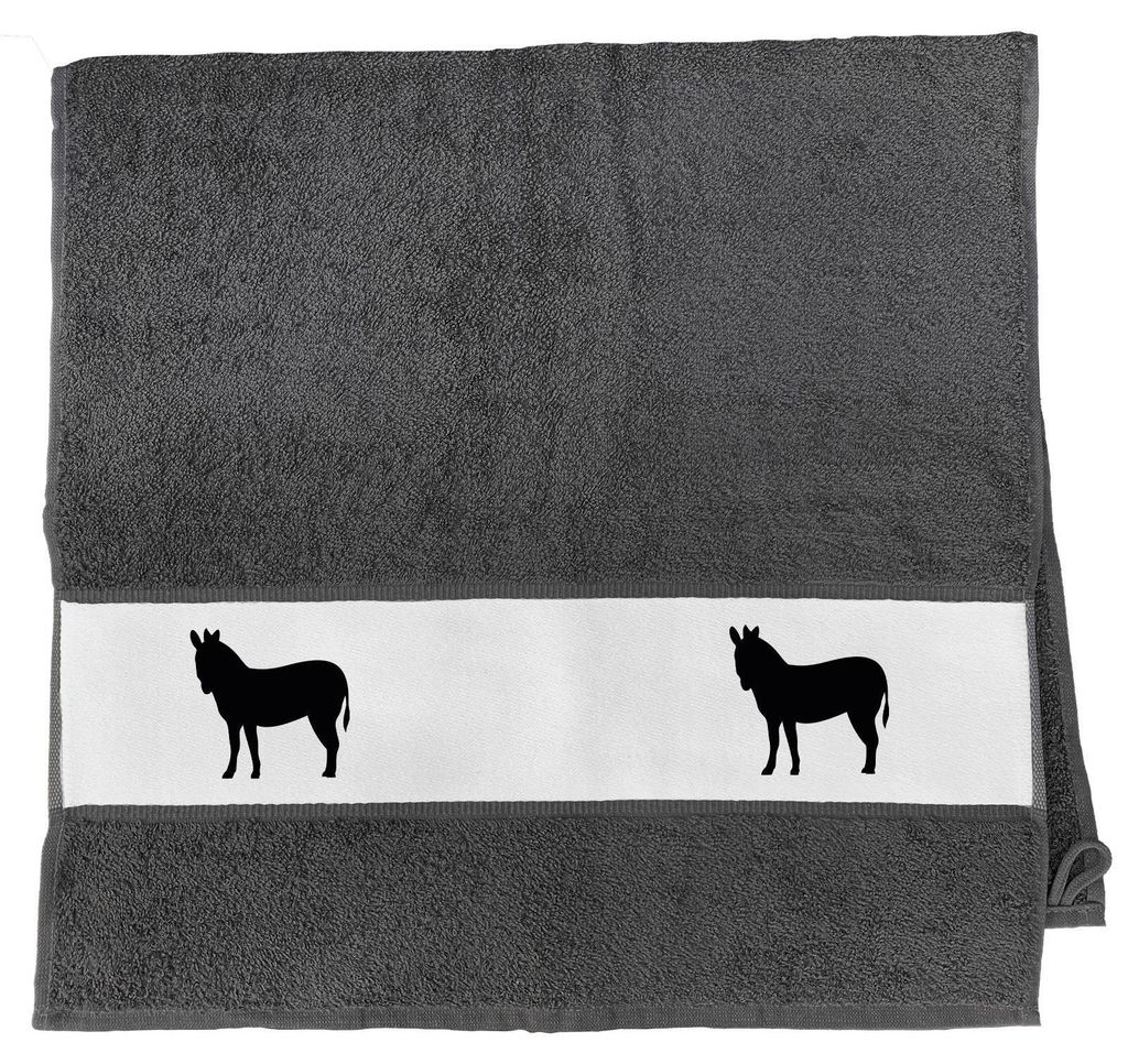 Huuraa Handtuch Esel Silhouette 50x100cm Graphite Baumwolle Handtuch Geschenkidee