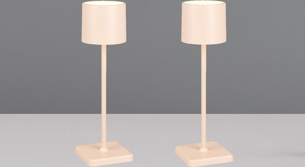 2er SET Akku LED Outdoor Tischlampen Beige kabellos ohne Strom per Touch dimmbar