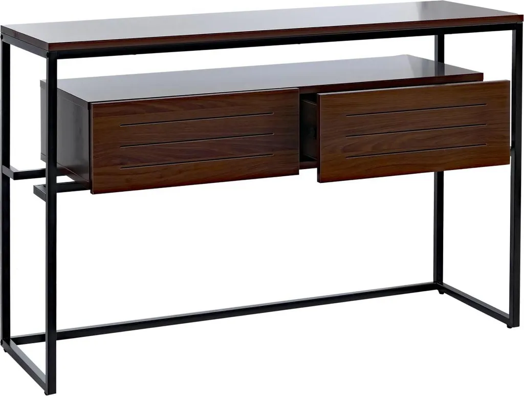 Table d'appoint console entrée 120cm aspect noyer pour rangement clé - 11