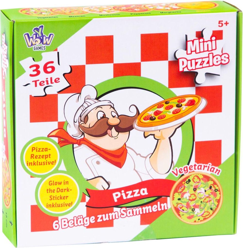 Puzzle mini Pizza 6 různých motivů 36 dílků Obrázek produktu 