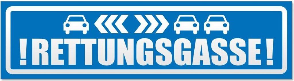 Kiwistar - Autoaufkleber - Blau - 20 x 5,3 cm - Rettungsgasse mit Autos invertiert - Hinweis Aufkleber Sticker für Auto, Kfz, Fahrrad, PKW, LKW