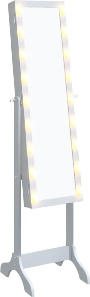 Miroir sur pied blanc avec LED blanc 34x37x146 cm - Modèle Éclat Pure