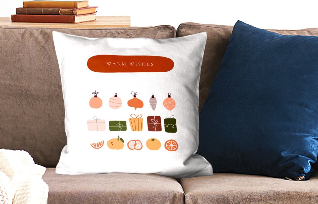 MuchoWow Zierkissen Sofakissen Wohnzimmer Dekokissen 50x50 cm Geschenke - Weihnachtskugeln - Früchte - Zitate - Komfort - Sofakissen