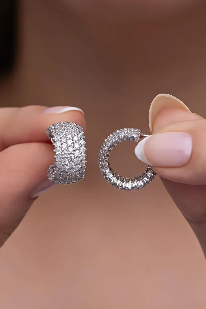 Boucles d'oreilles mariage en argent et zircons pour soirée chic - 2