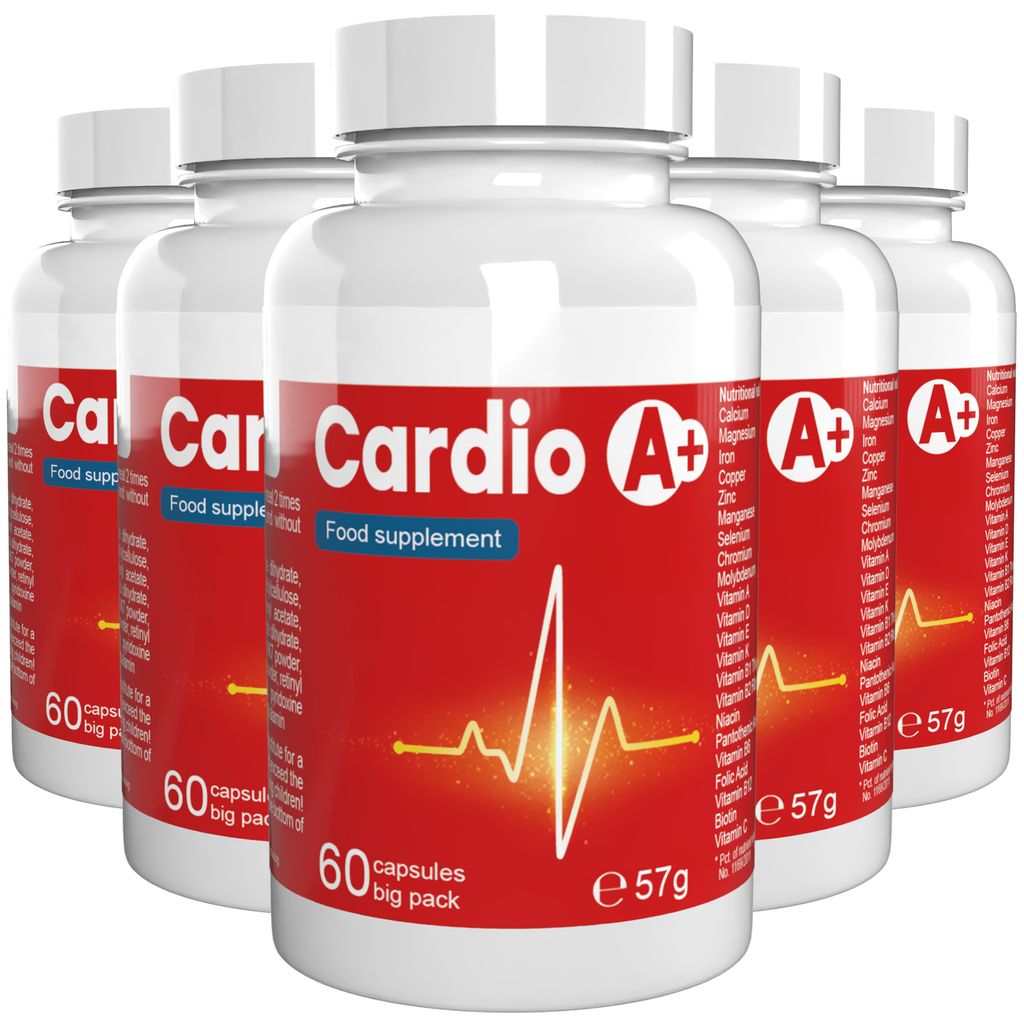 Cardio A+ - 300 Kapseln (5x60) hochdosiert - Original Rezept aus der Schweiz - Vegan & Pflanzlich mit Vitaminen & Mineralien - 5er Pack