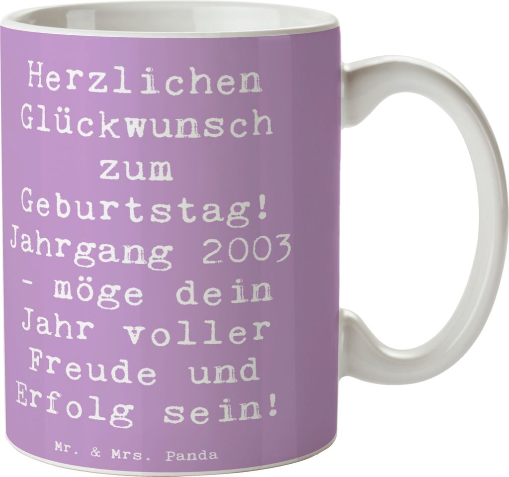Mr. & Mrs. Panda Kaffeetasse Spruch 2003 Geburtstag - Lavendeltraum - Geschenk, Jahrgangsgeschenk, Geburtstagsgeschenk, liebevolle Grüße, Happy B...