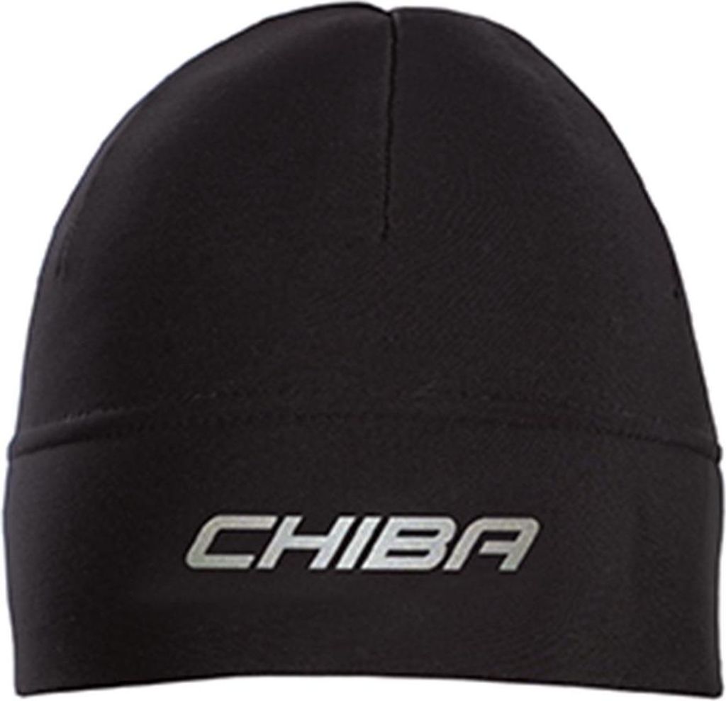 CHIBA Thermofleece Mütze Kids - S/M, schwarz, atmungsaktiv, reflektierendes L...