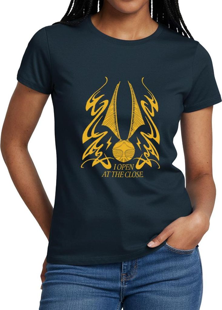Spreadshirt Harry Potter Goldener Schnatz I Open At The Close Frauen T-Shirt, XXL, Navy
