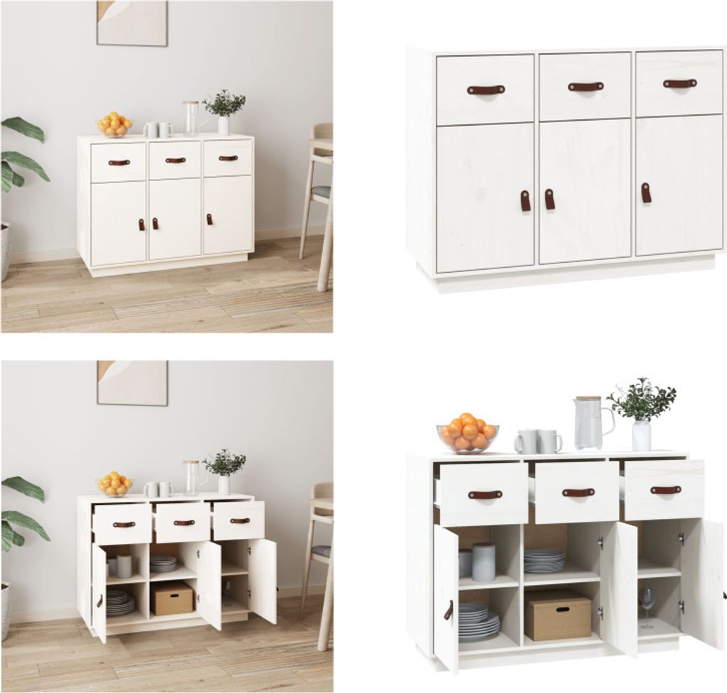 vidaXL Sideboard Weiß 100x40x75 cm Massivholz Kiefer - Sideboard - Sideboards - Kommode - Anrichte