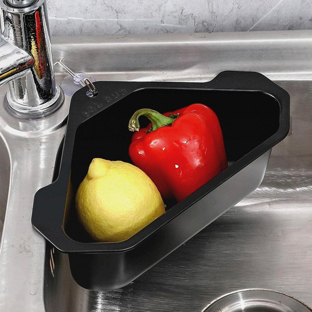 Dreieckiger Abtropfkorb für Waschbecken, dreieckiges Abtropfgestell aus Edelstahl, dreieckiges Ecksieb, Hängefilter, Abtropfgestell, multifunktio...