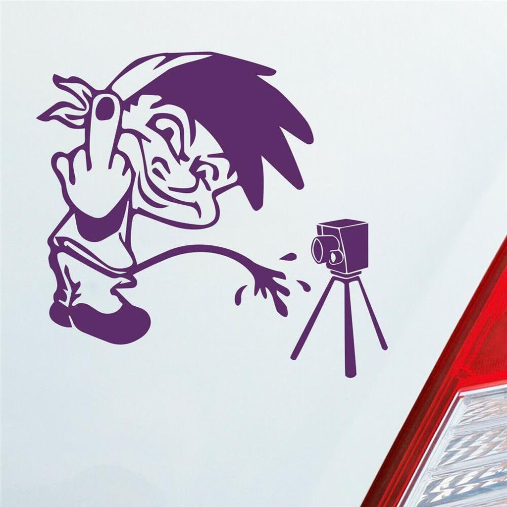 Auto Aufkleber Männeken Piss Tuning Radar 10x10 cm Lila Sticker Heckscheibenaufkleber
