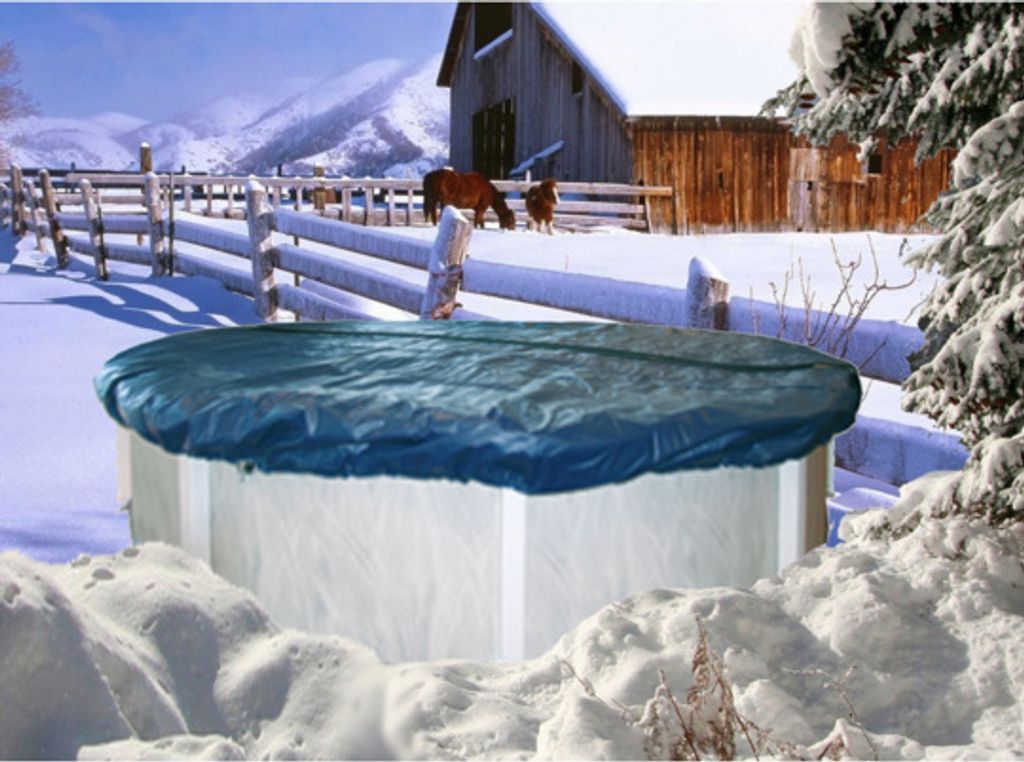 Interline Winterabdeckung Ø 5,50 m, Poolabdeckung, Überirdischer Pool, Rund, Blau, Silber, PVC, 5,5 m