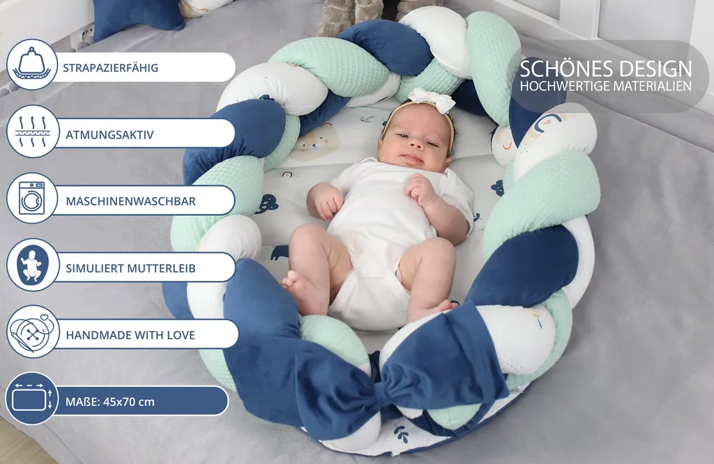 Cocon de sommeil bébé arc-en-ciel - Nid velours pour cododo sécurisé