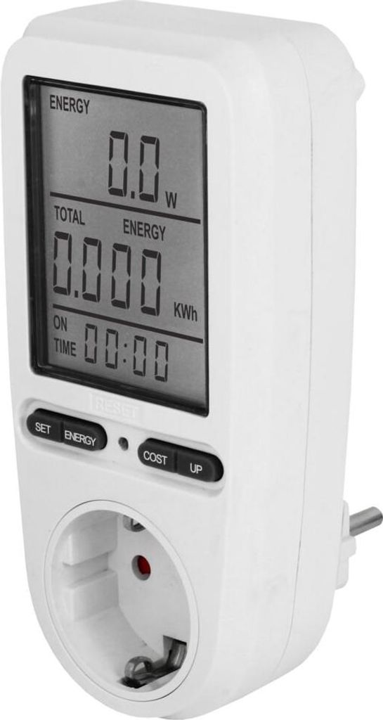 EcoSavers Energiekostenzähler mit großem Display, F-Stecker, CO2-Fußabdruck