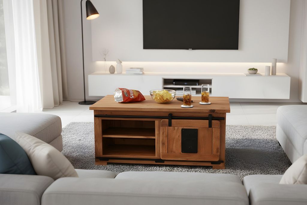 Couchtisch Akazie massiv nussbaumfarben 110 x 45 x 50 cm Produktbild 