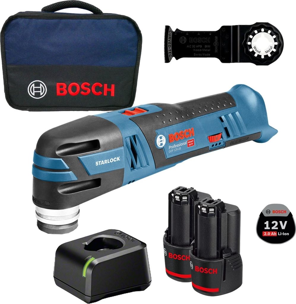 Bosch Akku-Multi-Cutter GOP 12V-28 / 2x 2,0 Ah Akku + Ladegerät im Softbag
