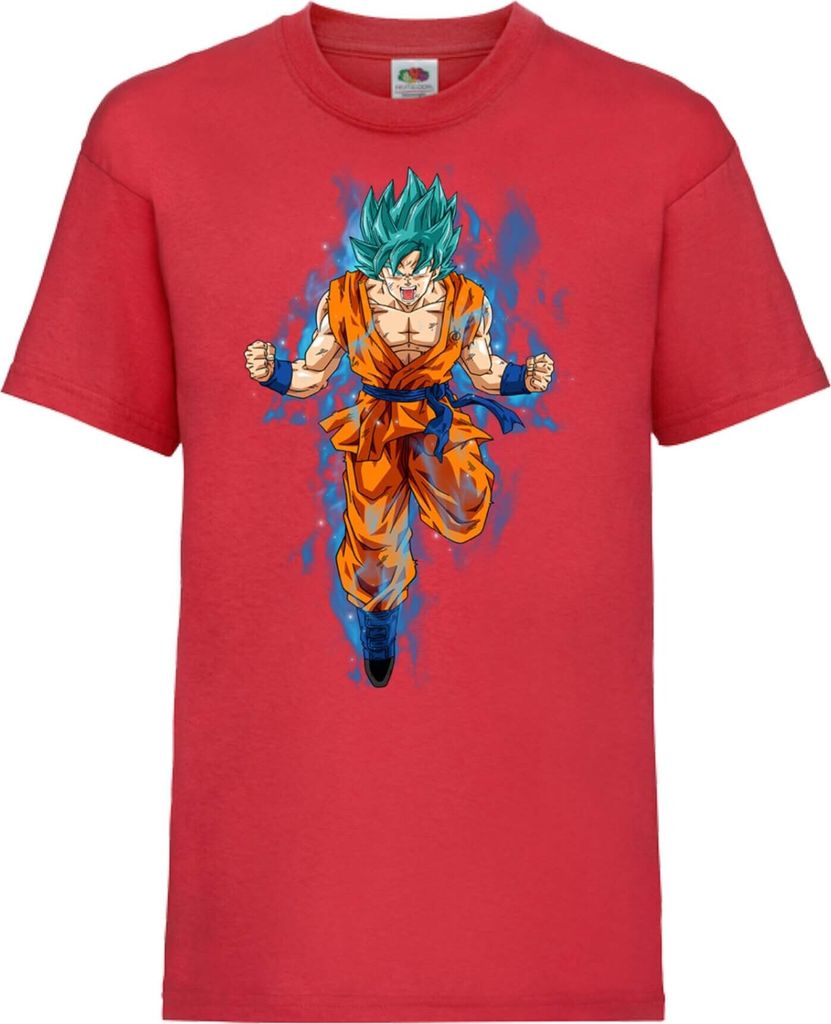 Kinder T-Shirt Dragon Anime Manga Ball Z 04 Blue Power, 12-13 Jahr - 152 / Rot