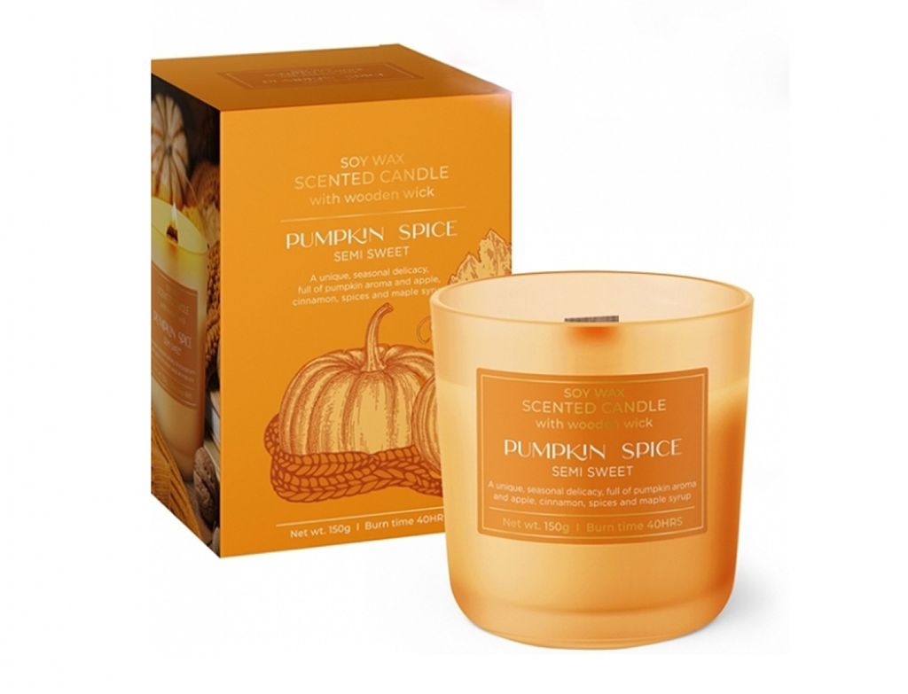 Bougie parfumée au soja avec mèche en bois - Pumpkin Spice, Image du produit 