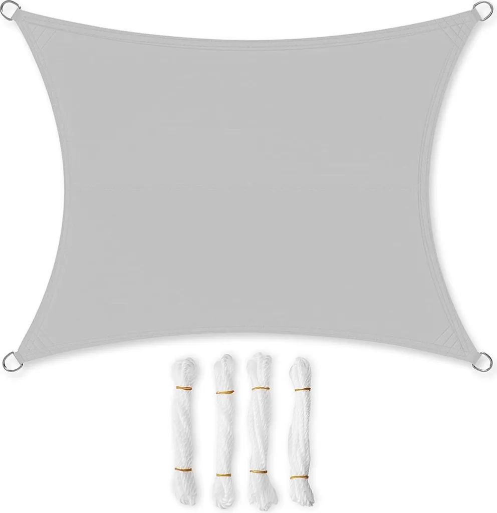 Voile pare-soleil camping gris clair anti-déchirure avec cordes incluses