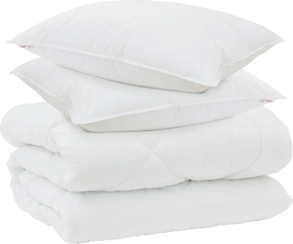 Piumone Invernale vidaXL con 2 Cuscini Microfibra - Set Letto Bianco