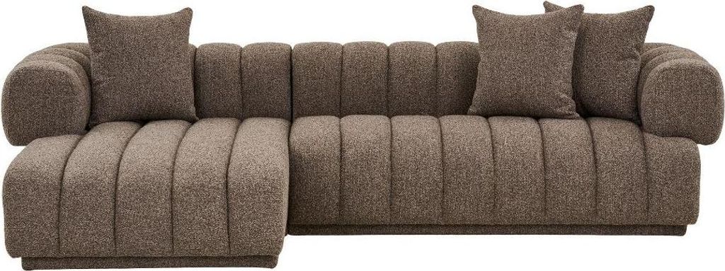 Ingrid Sofa linksausgerichtet inkl. 3 Zierkissen braun.