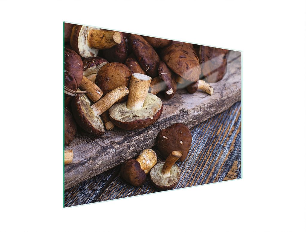 Schneidebrett Herdabdeckplatte Multiglasschneidplatte 30x22 cm Steinpilze Holz