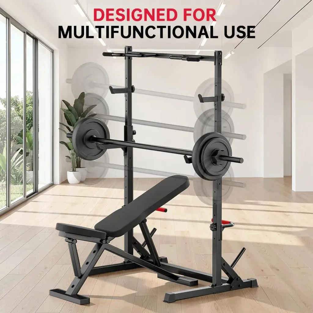 Support Squat Réglable 300kg - Tubes Acier 5x5cm - Station de Force Stable