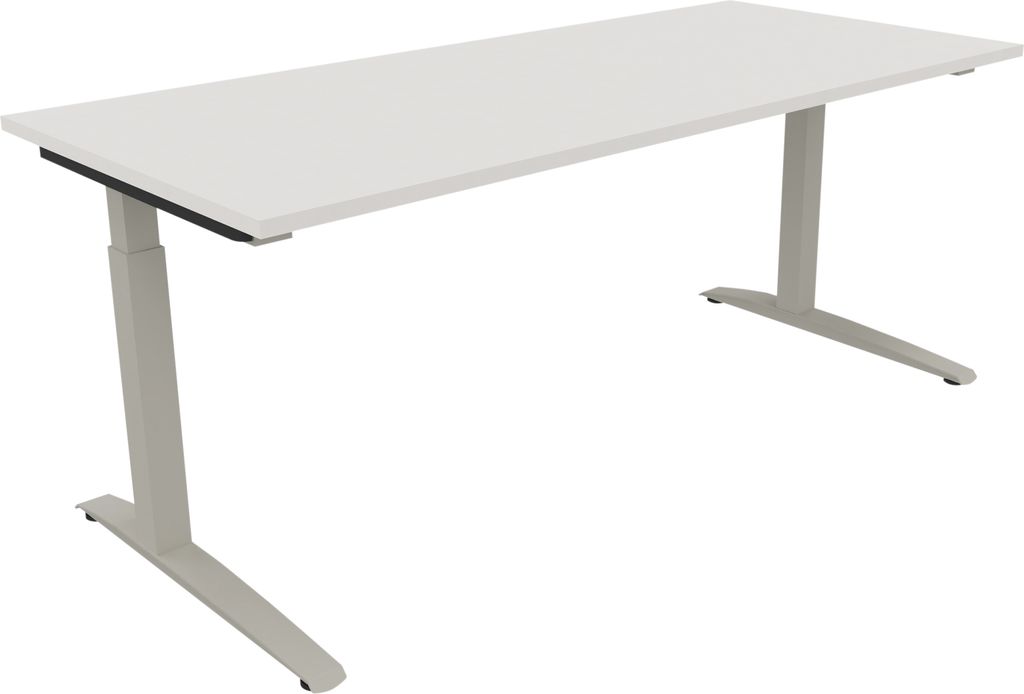 Schreibtisch Kufe Einzels. Quadrat B1800xT800xH650-850 si/Weiß