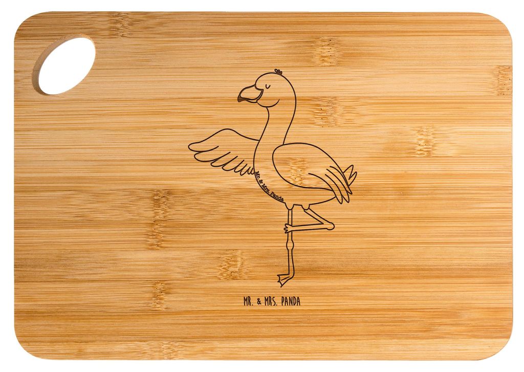 Mr. & Mrs. Panda holzschneidebrett Flamingo Yoga - Transparent - Geschenk, Rosa, Schneidebrett, Frühstücksbrett, Küchenbrett, Frühstücksbrettc...