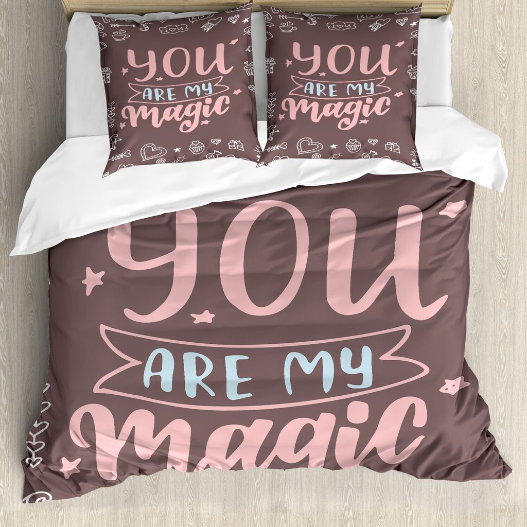 ABAKUHAUS Sprichwort Bettbezug Set für Einzelbetten, Sie sind My Magic Überblick, Milbensicher Allergiker geeignet mit Kissenbezug, 200 cm x 200 ...