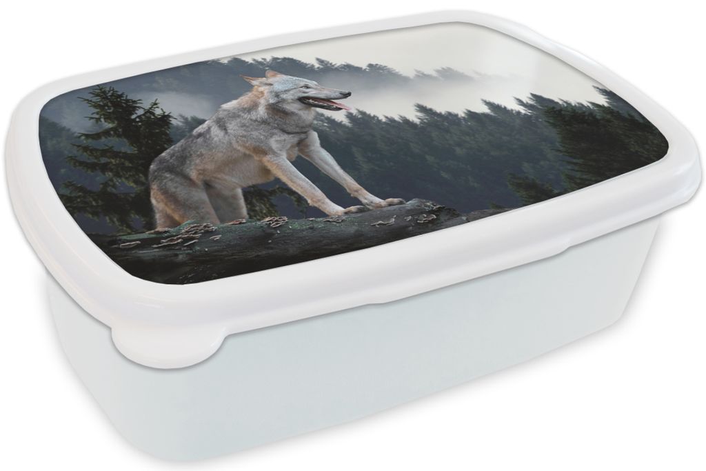 KitchenYeah Lunchbox Brotzeit Brotdose 17x11 cm Wolf - Tier - Wald Kinder Brotzeitdose - Lunch Box - Kinder - Sandwich-Box - Schulbox - Lunch Boxen