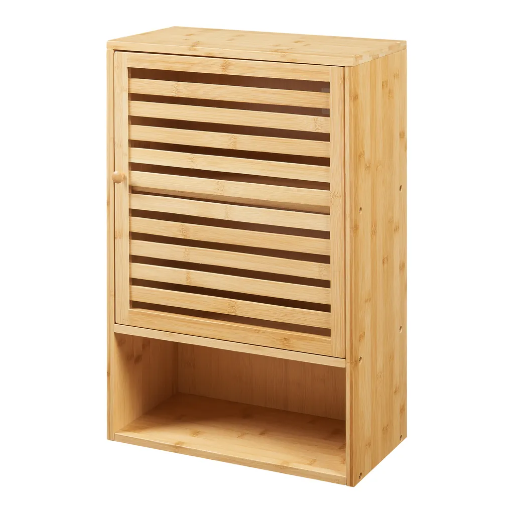 Meuble haut de salle de bain Gjesdal - Rangement mural compact en bambou