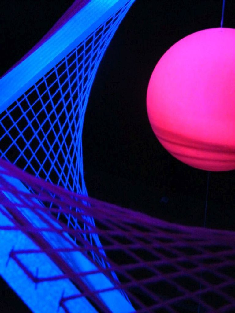 PSYWORK Schwarzlicht 3D StringArt Würfel "Pink Universe", 55cm