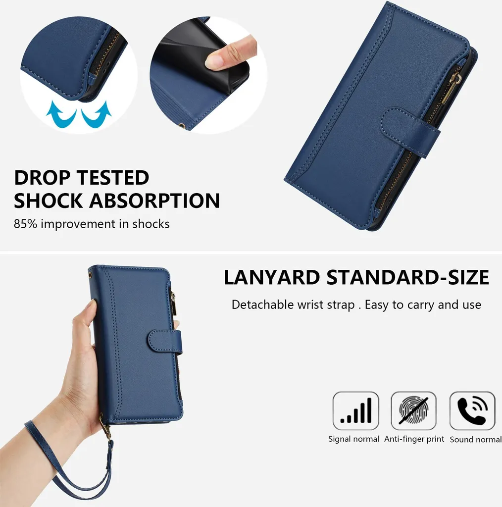 Custodia Honor X5C Plus Blu in Eco-Pelle con Cerniera e Portafoglio - 5