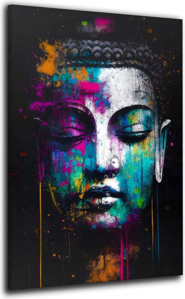 Wandbild Leinwandbild abstrakt Buddha Kunstdruck XXL Wanddeko: 60x90x4cm