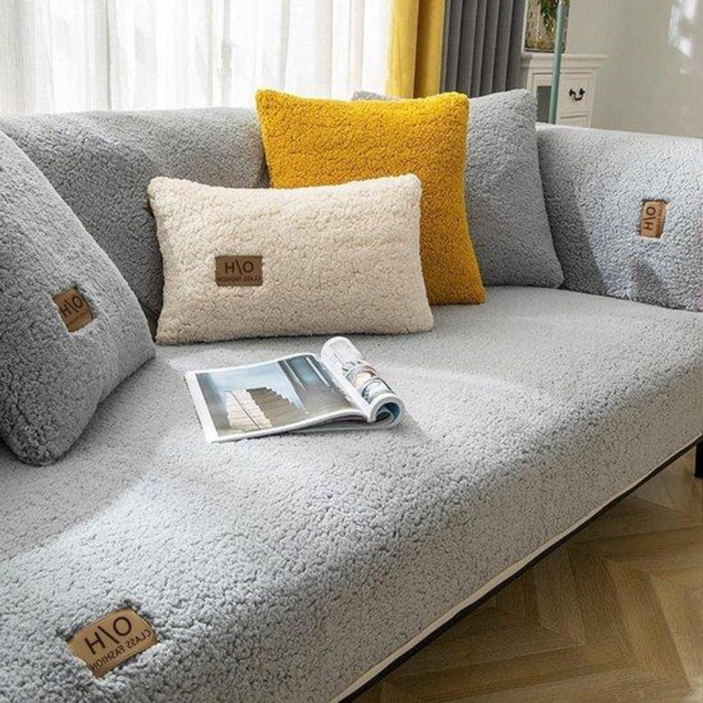 Gelatinehoes für L-förmige Sitzbank - Antislip-Flausch - Grau - Waschbar - 90 x 90 cm - Quadratischer Sitzbankhoes