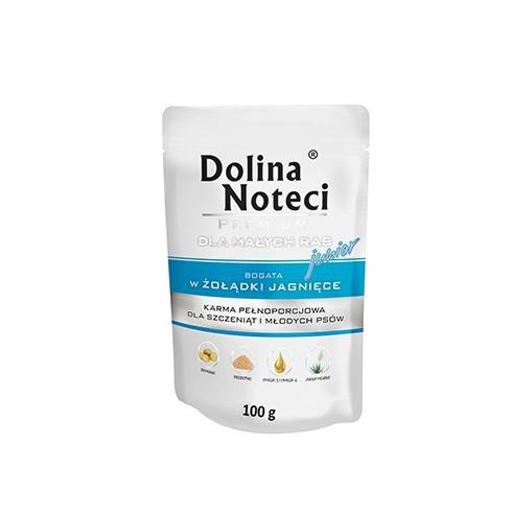 Dolina Noteci Junior Glutenfrei Premium Nassfutter für Kleine Hunde Reich an Lammmägen 100g (5-er pack)