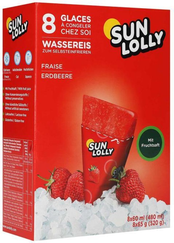 Sun Lolly Wassereis Erdbeere 8er Produktbild 