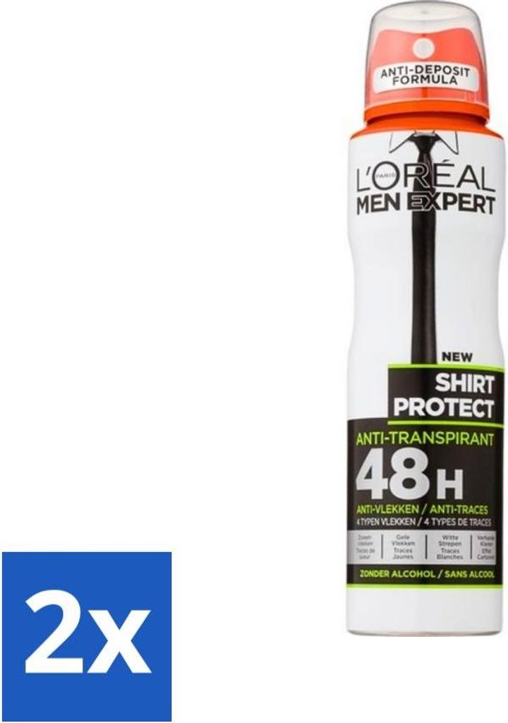 L'Oréal Men Expert Shirt Protect - Deodorant - 150 ml - Deodorant Spray - Vorteilspack - 2 Stücke