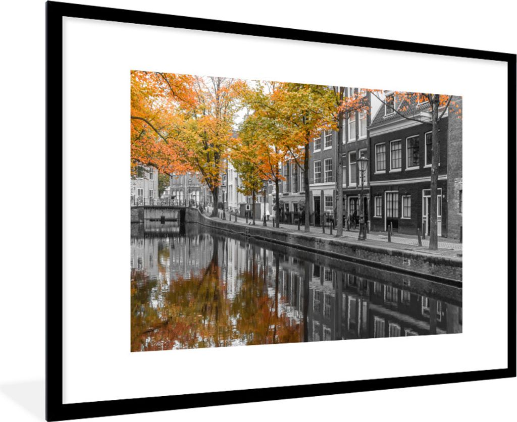 MuchoWow Gerahmtes Poster Impression von der Prinsengracht in Amsterdam 90x60 cm - Poster mit Schwarzem Bilderrahmen Wandposter Rahmen Foto Bilde...