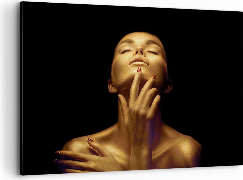 Bild auf Leinwand - Leinwandbild - Einteilig - Gold Frau Stück - 120x80cm - Wand Bild - Wanddeko - Wandbilder - Leinwanddruck - Bilder - Wanddekor...