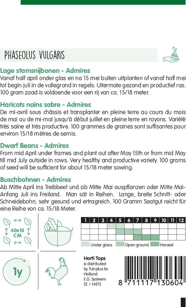 Buschbohnen Admires (25 g) | Buschbohnensamen von Hortitops